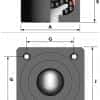 hevi-load_2 ball transfer unit side and top view diagrams